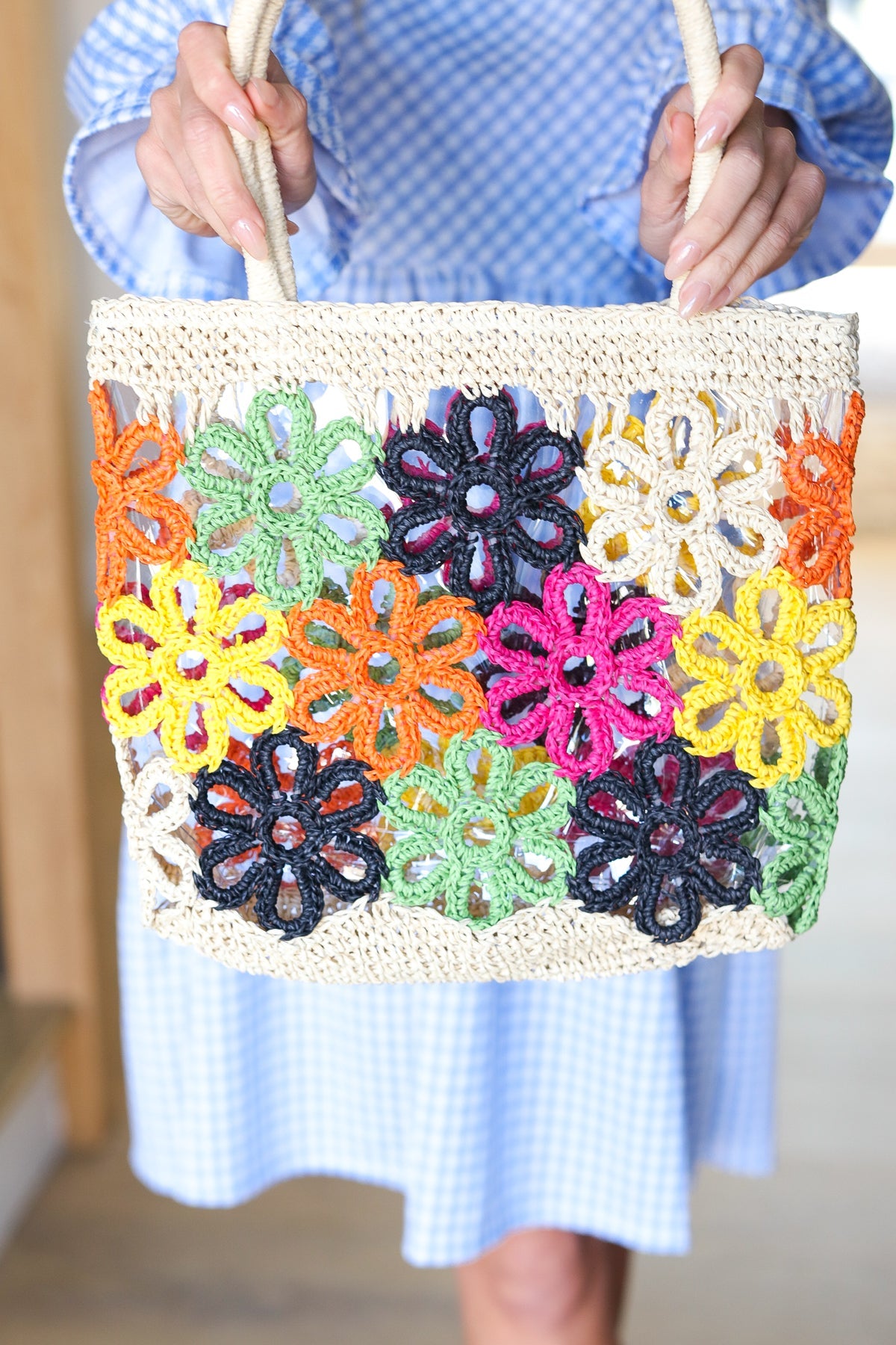 FLOWER POWER STRAW TOTE