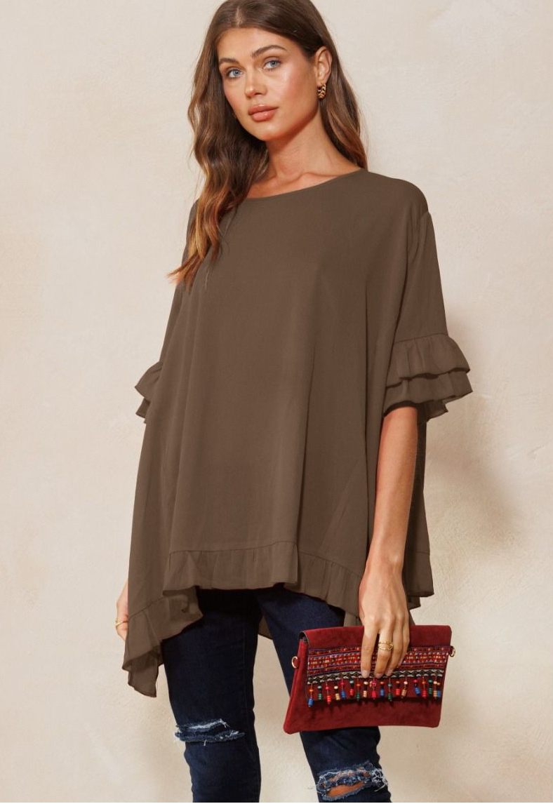 Plus Size Flutter Sleeve Top