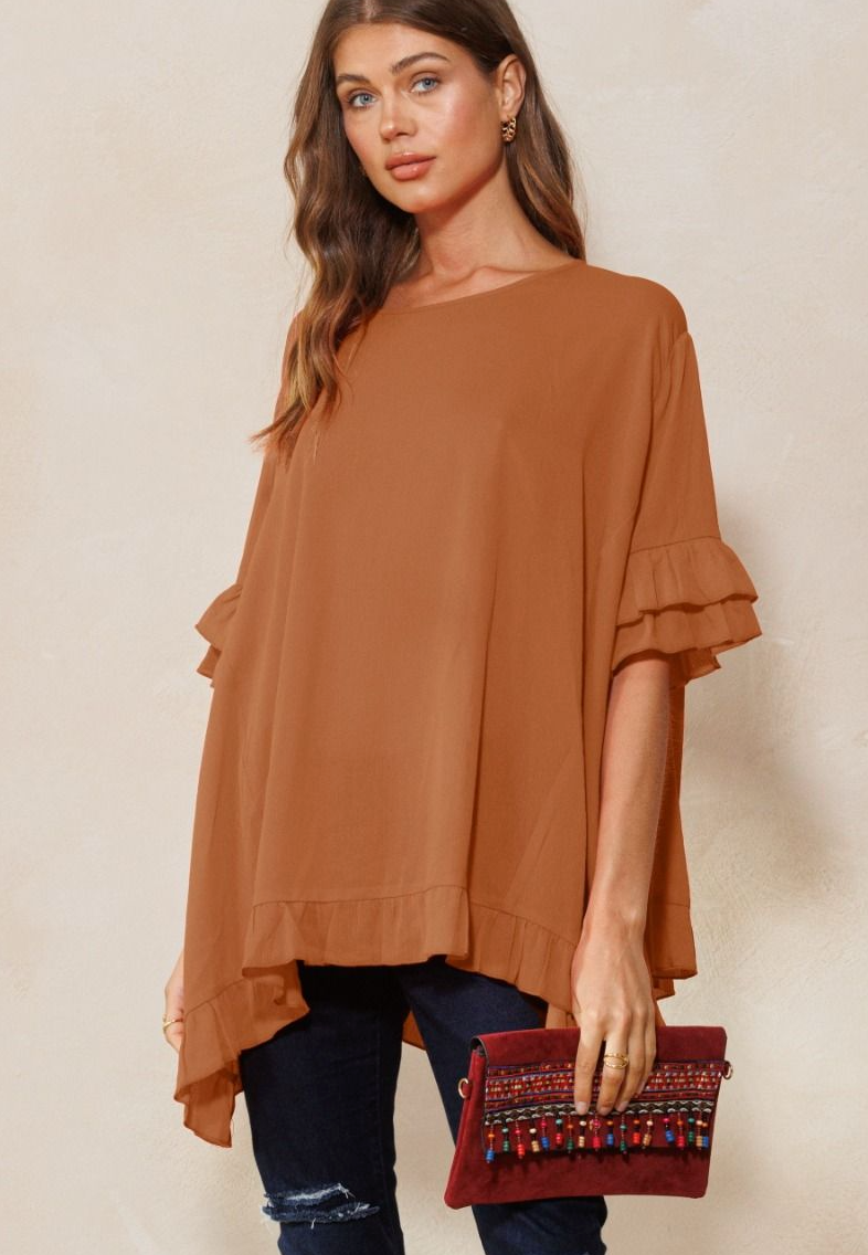 Plus Size Flutter Sleeve Top