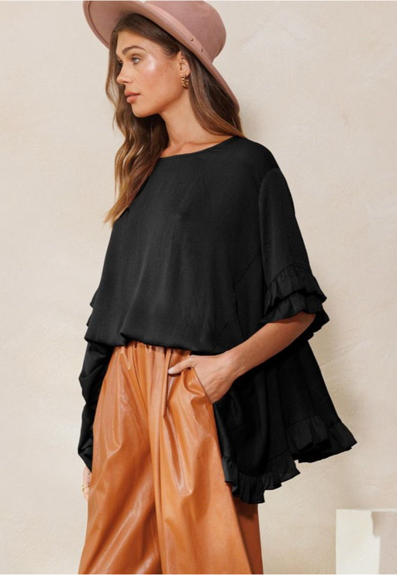 Plus Size Flutter Sleeve Top
