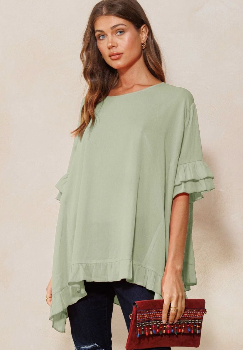 Plus Size Flutter Sleeve Top