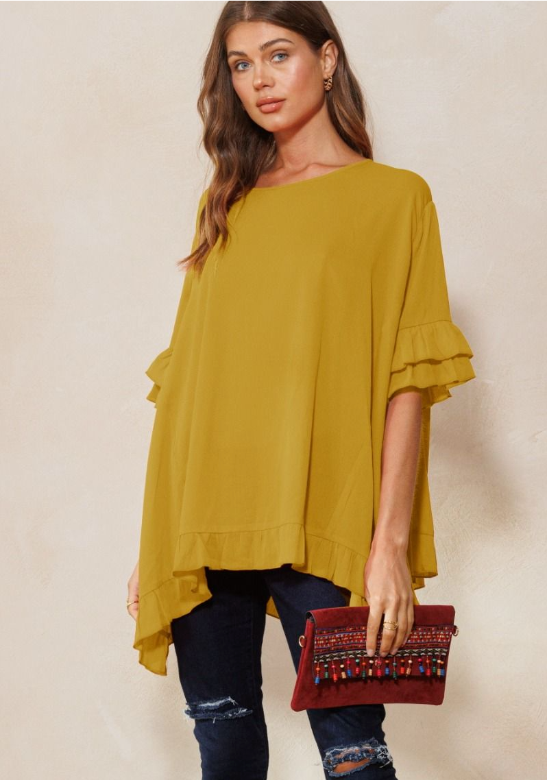Plus Size Flutter Sleeve Top