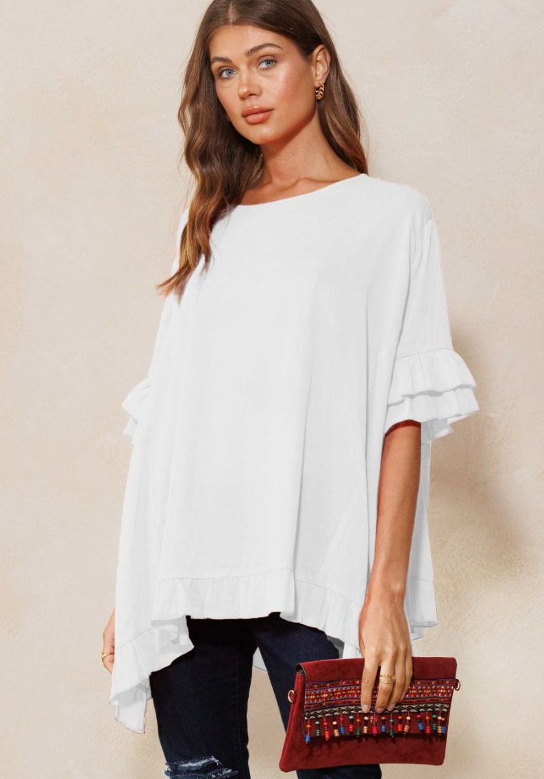 Plus Size Flutter Sleeve Top