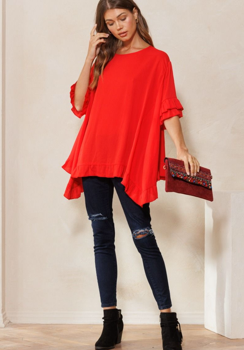Plus Size Flutter Sleeve Top
