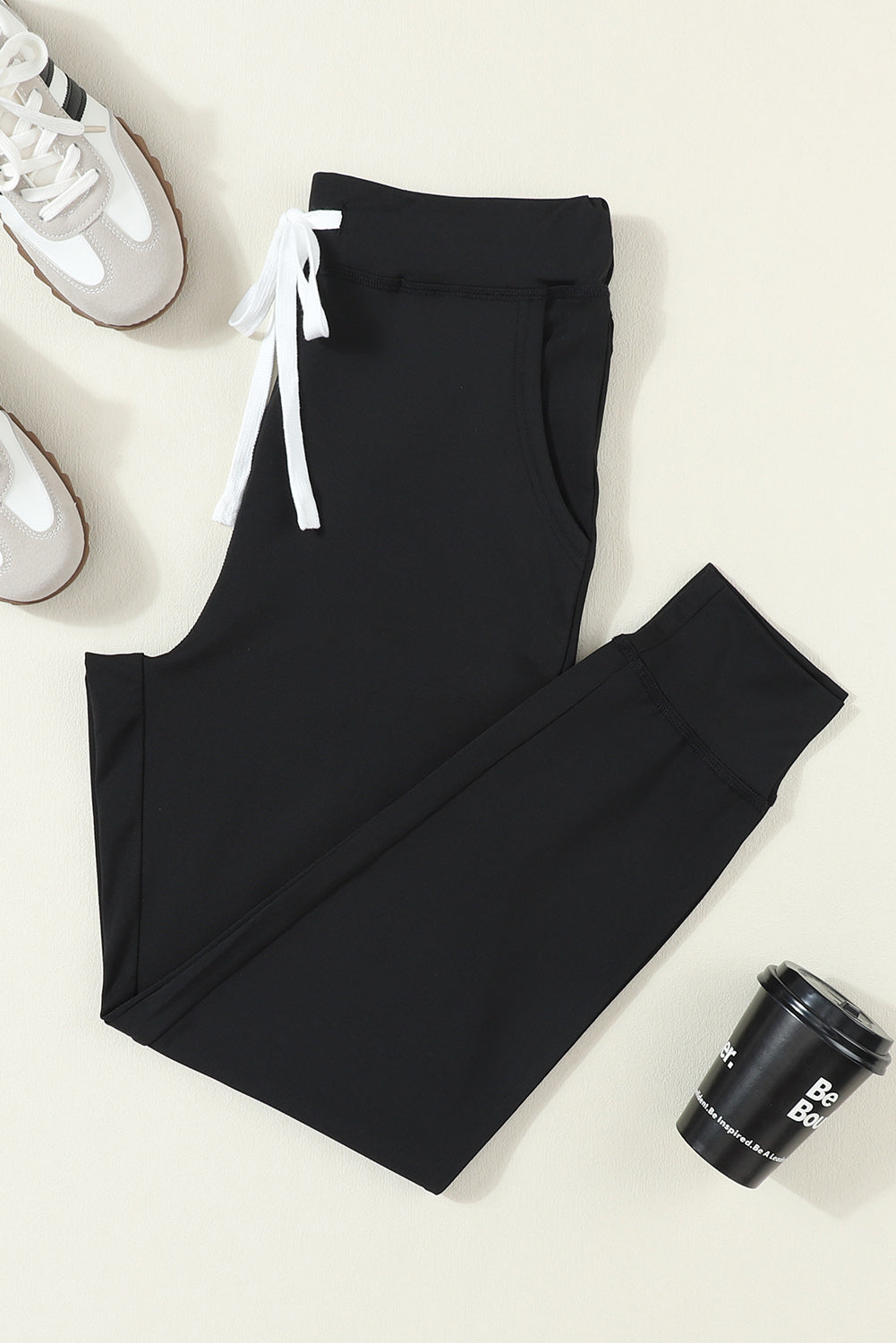 DRAWSTRING WAIST POCKETED JOGGERS
