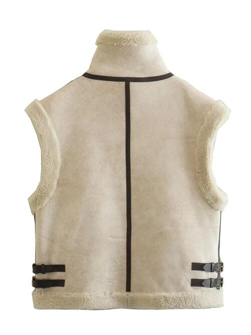 CONTRAST ZIP UP FLEECE VEST