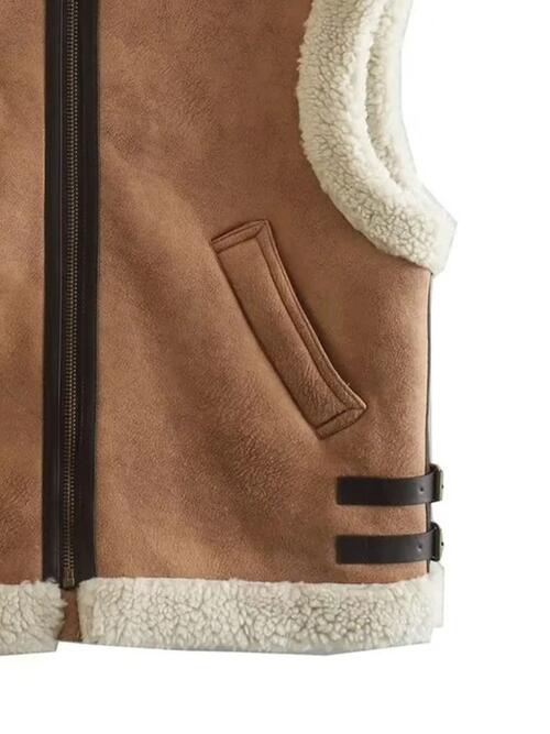 CONTRAST ZIP UP FLEECE VEST