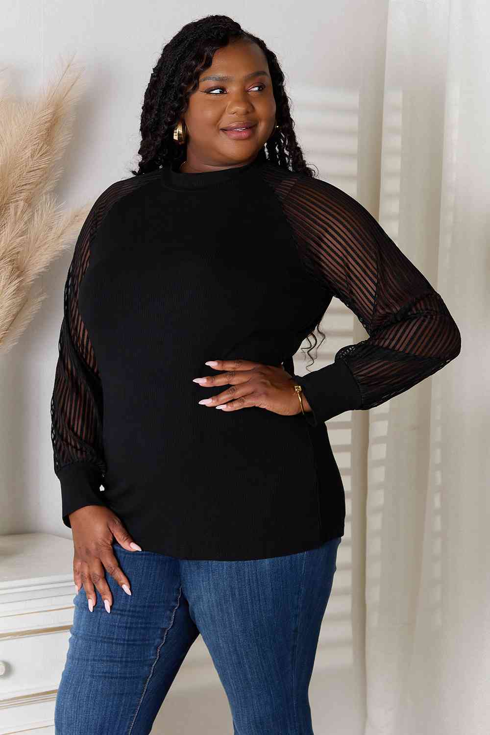 DOUBLE TAKE RAGLAN SLEEVE BLOUSE