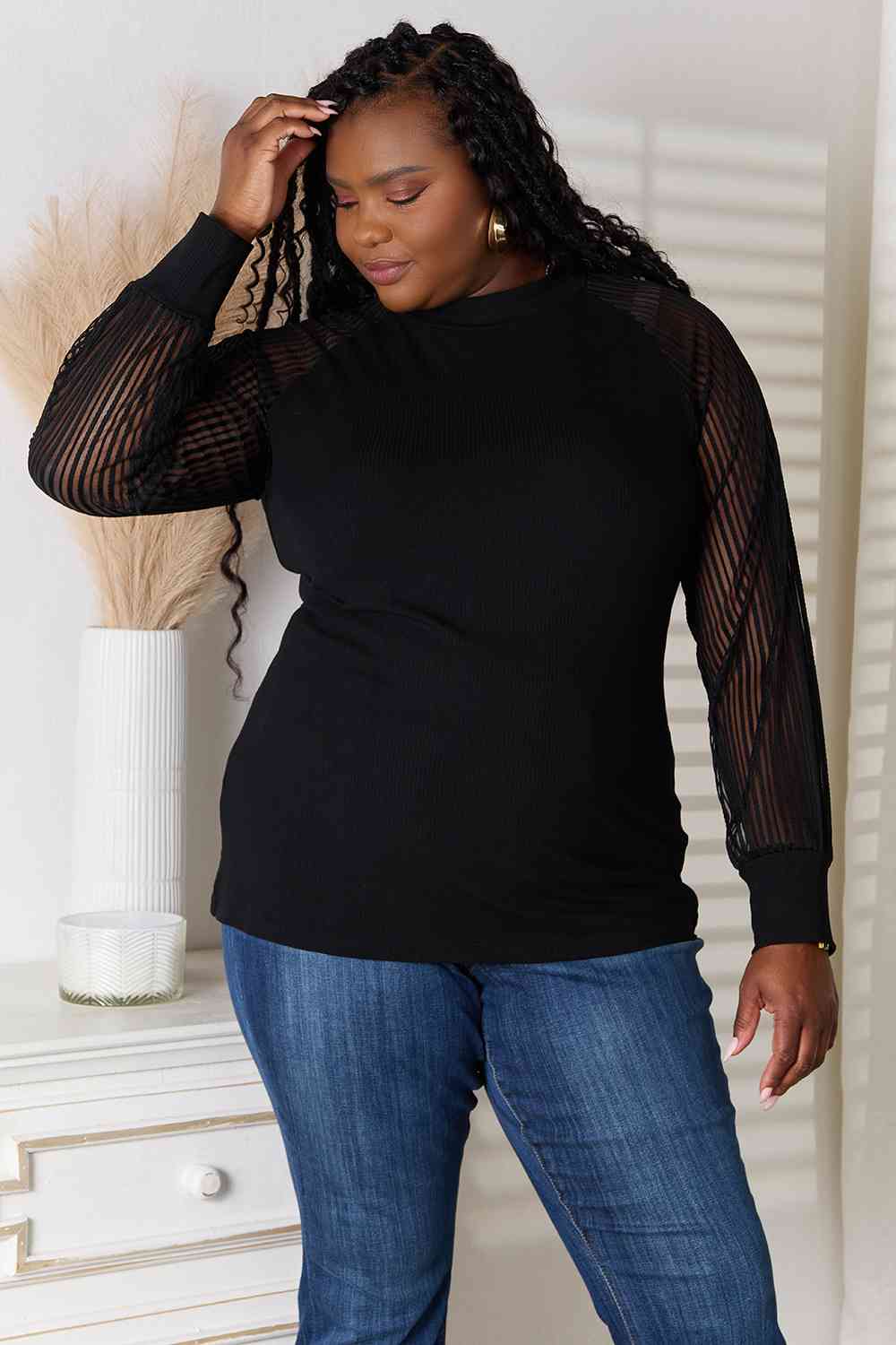 DOUBLE TAKE RAGLAN SLEEVE BLOUSE