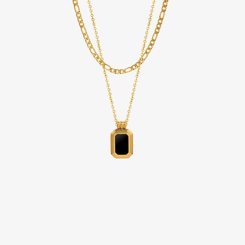 SQUARED UP GOLD PLATED PENDANT NECKLACE