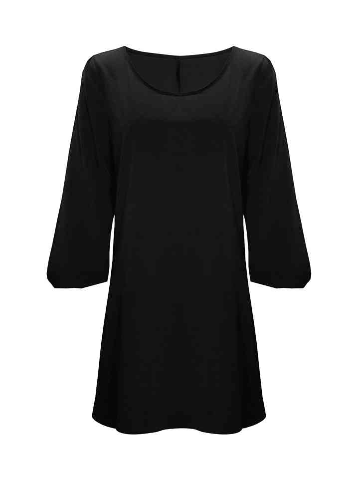 CUTOUT LONG SLEEVE ROUND NECK DRESS