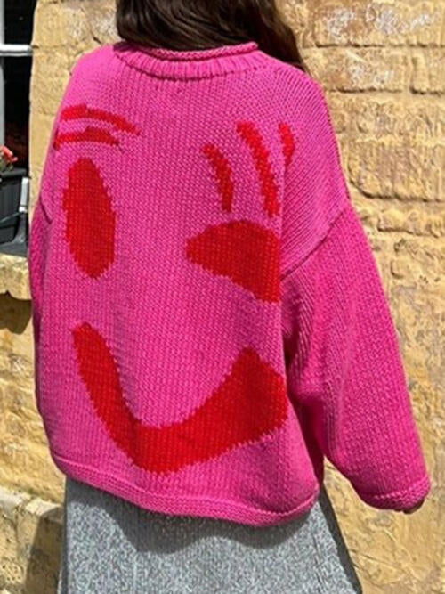 Smiley Face Long Sleeve Sweater