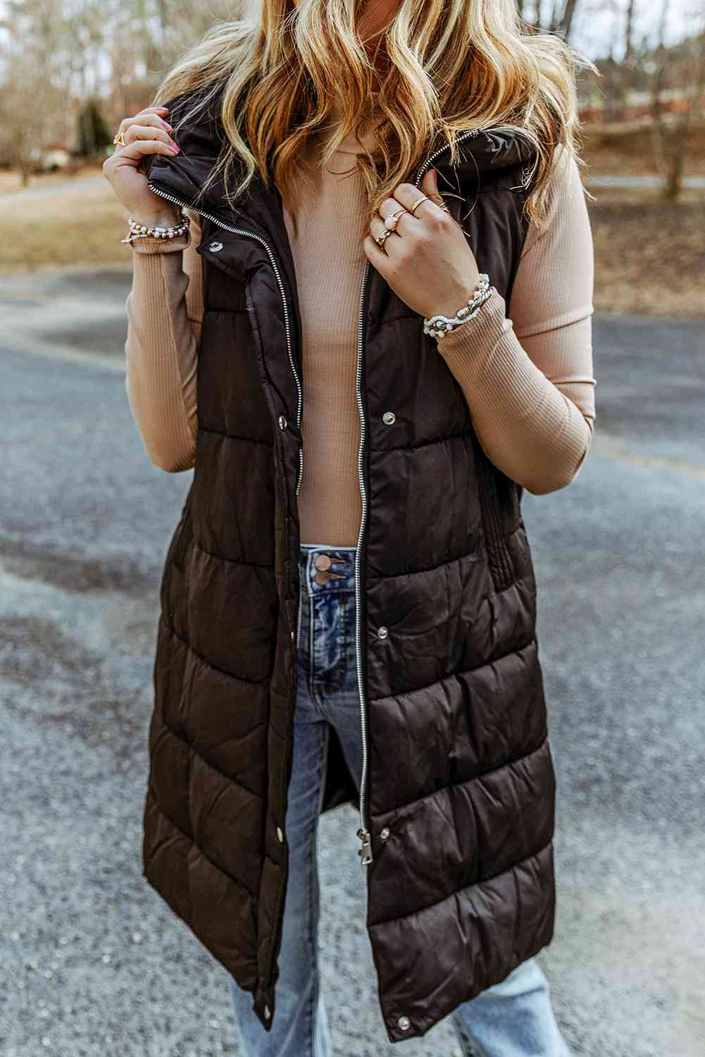 COOL GIRL HOODED PUFFER VEST