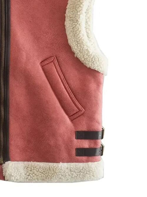 CONTRAST ZIP UP FLEECE VEST