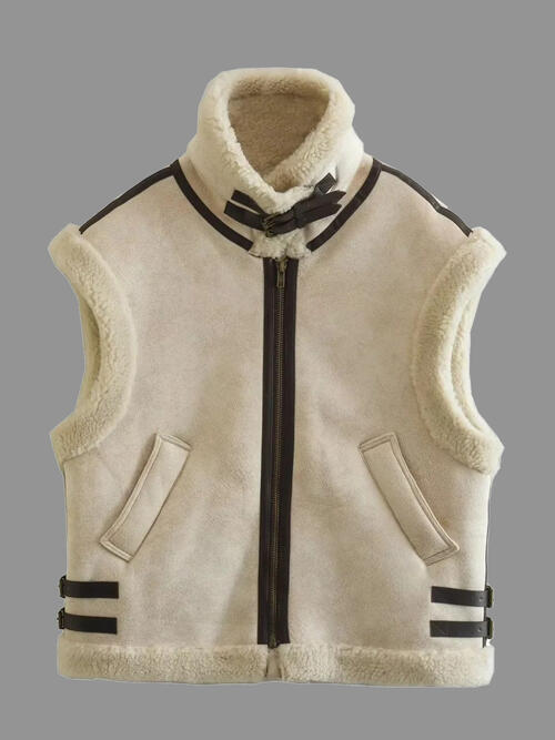 CONTRAST ZIP UP FLEECE VEST