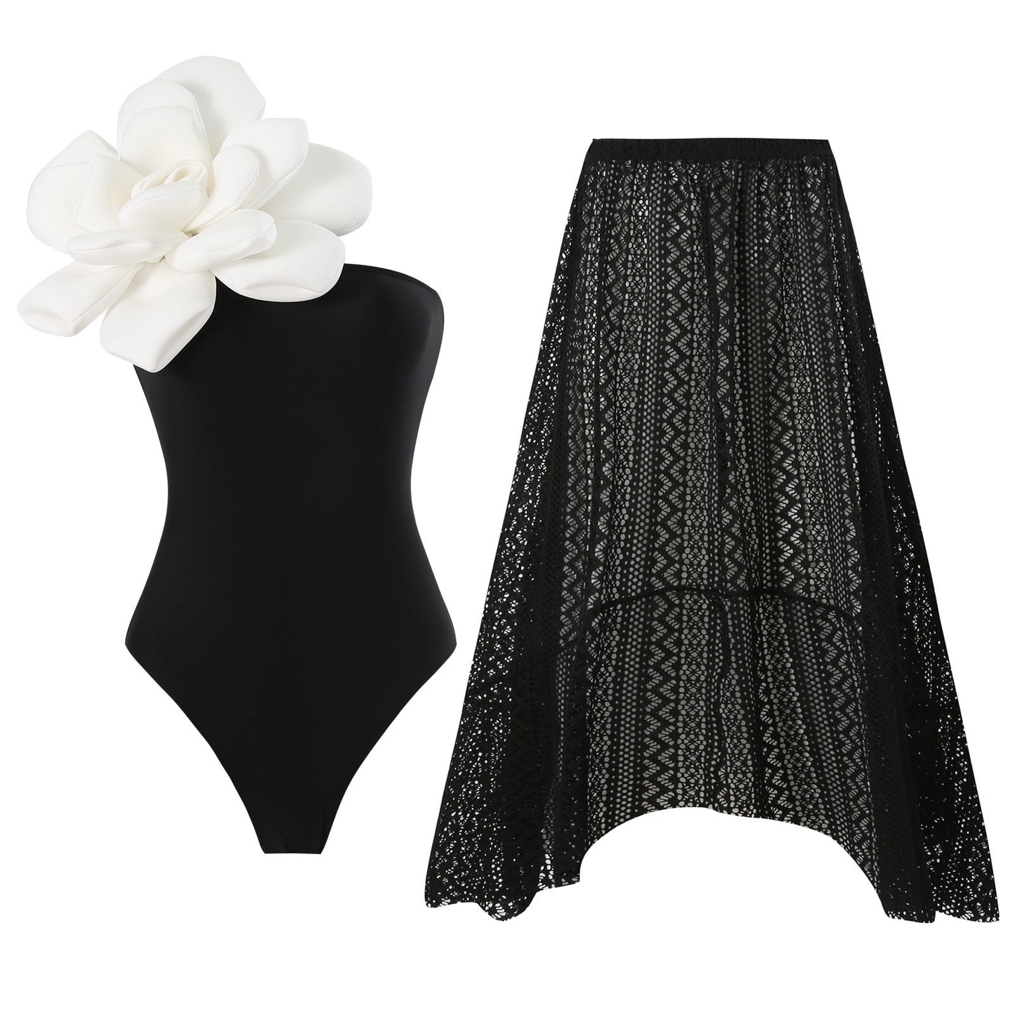 FLOWER POWER SWIMSUIT AND COVERUP SET