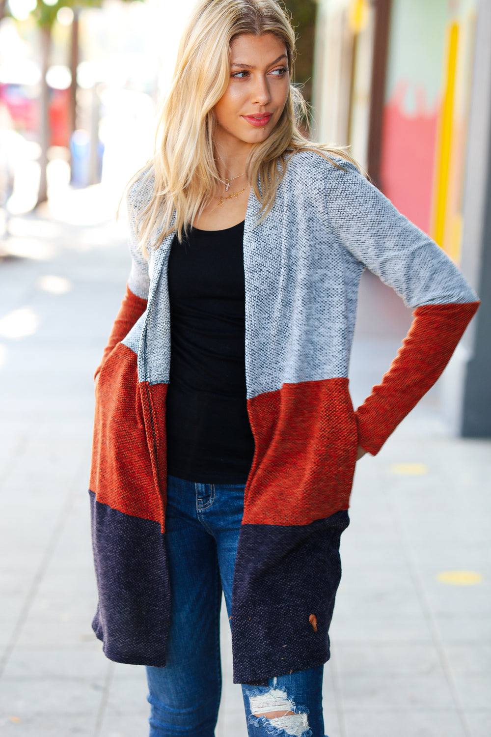 Take a Look Heather Grey Two Tone Hacci Cardigan