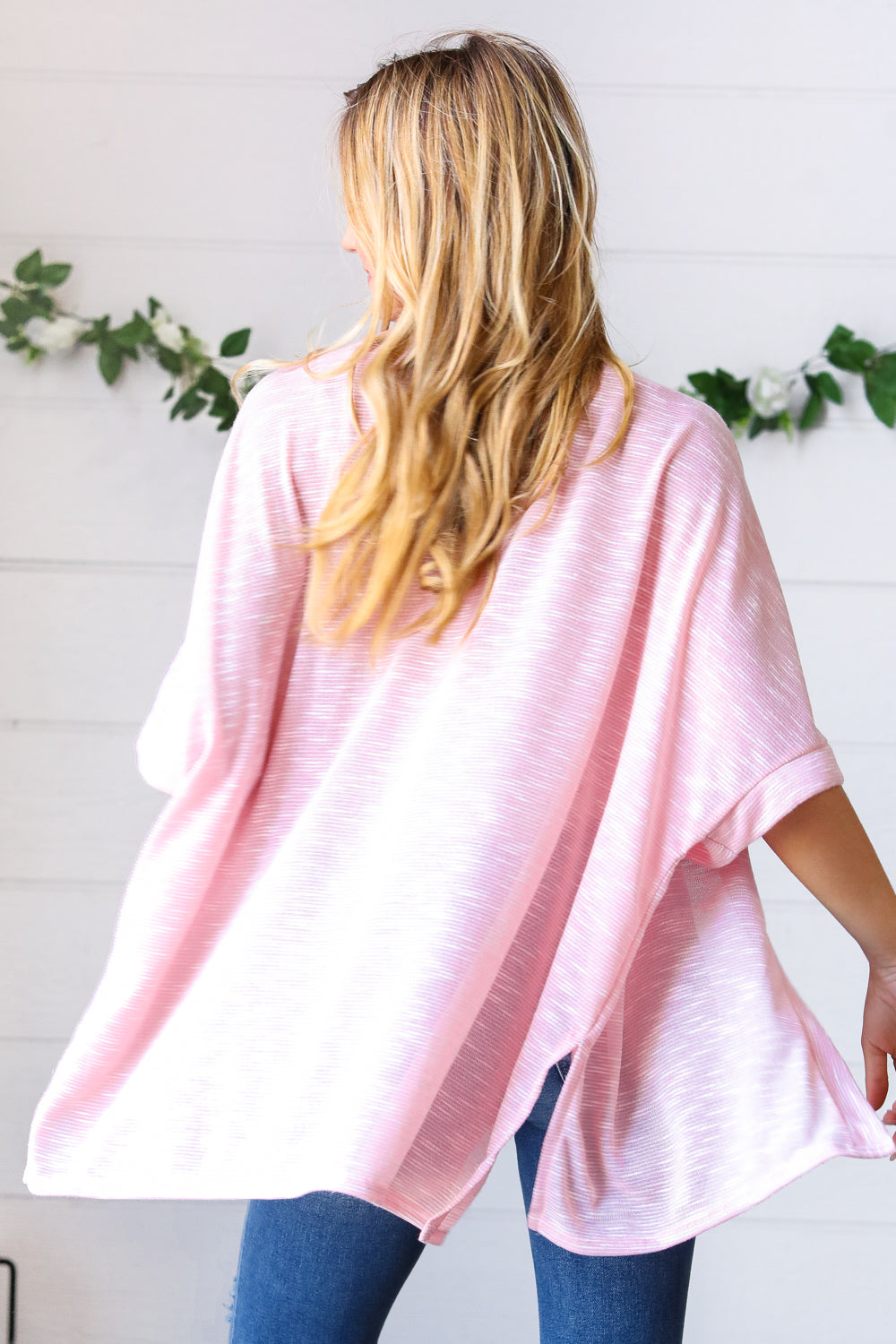 Blush Two Tone Dolman Open Cardigan