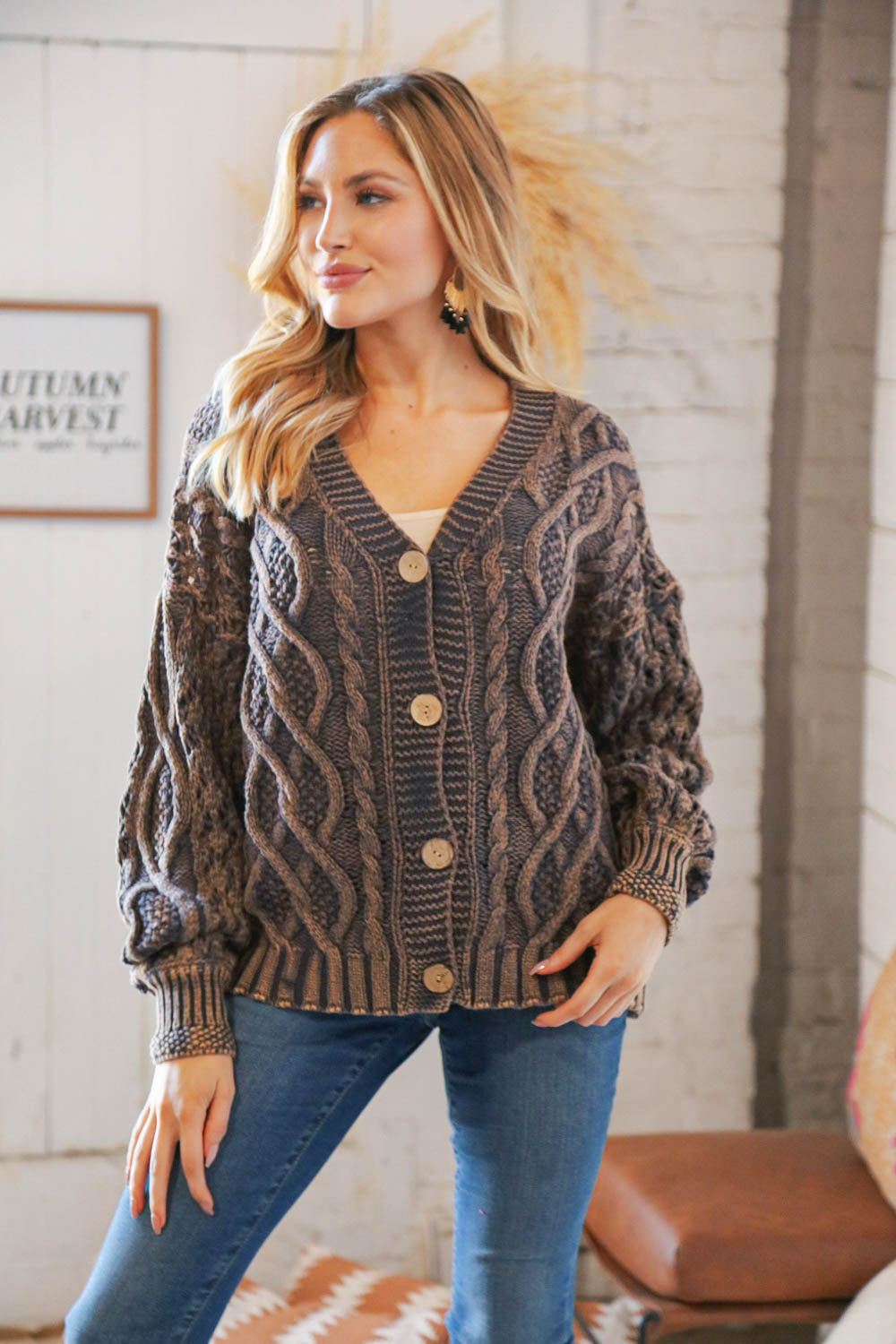 Brunette Bold & Classy Cable Knit Crop Cardigan