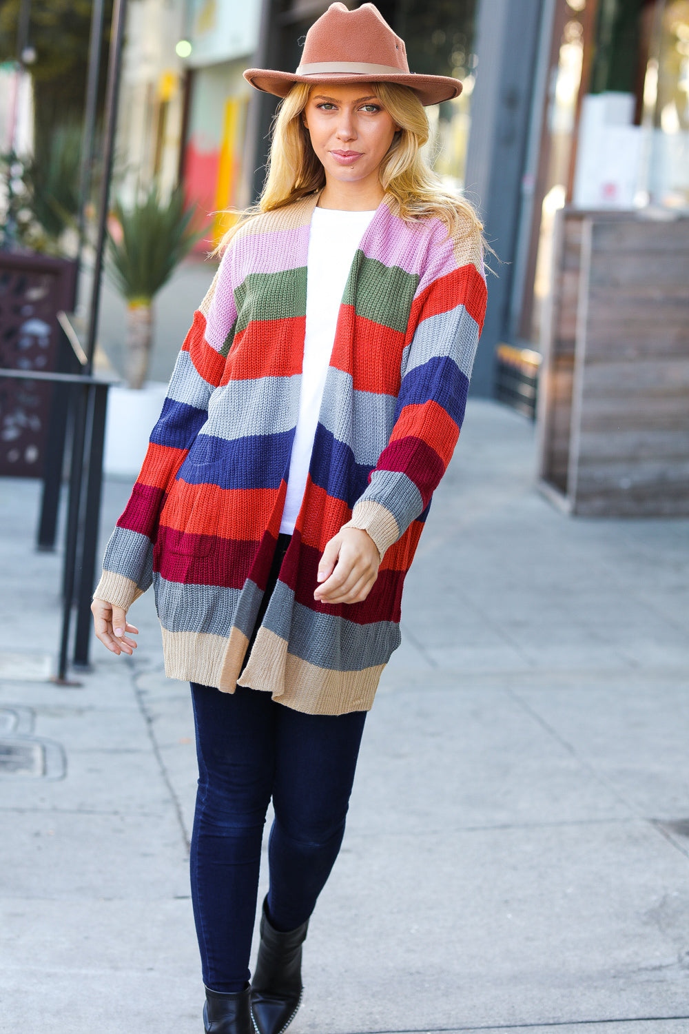 Just A Dream Multicolor Striped Slouchy Open Cardigan