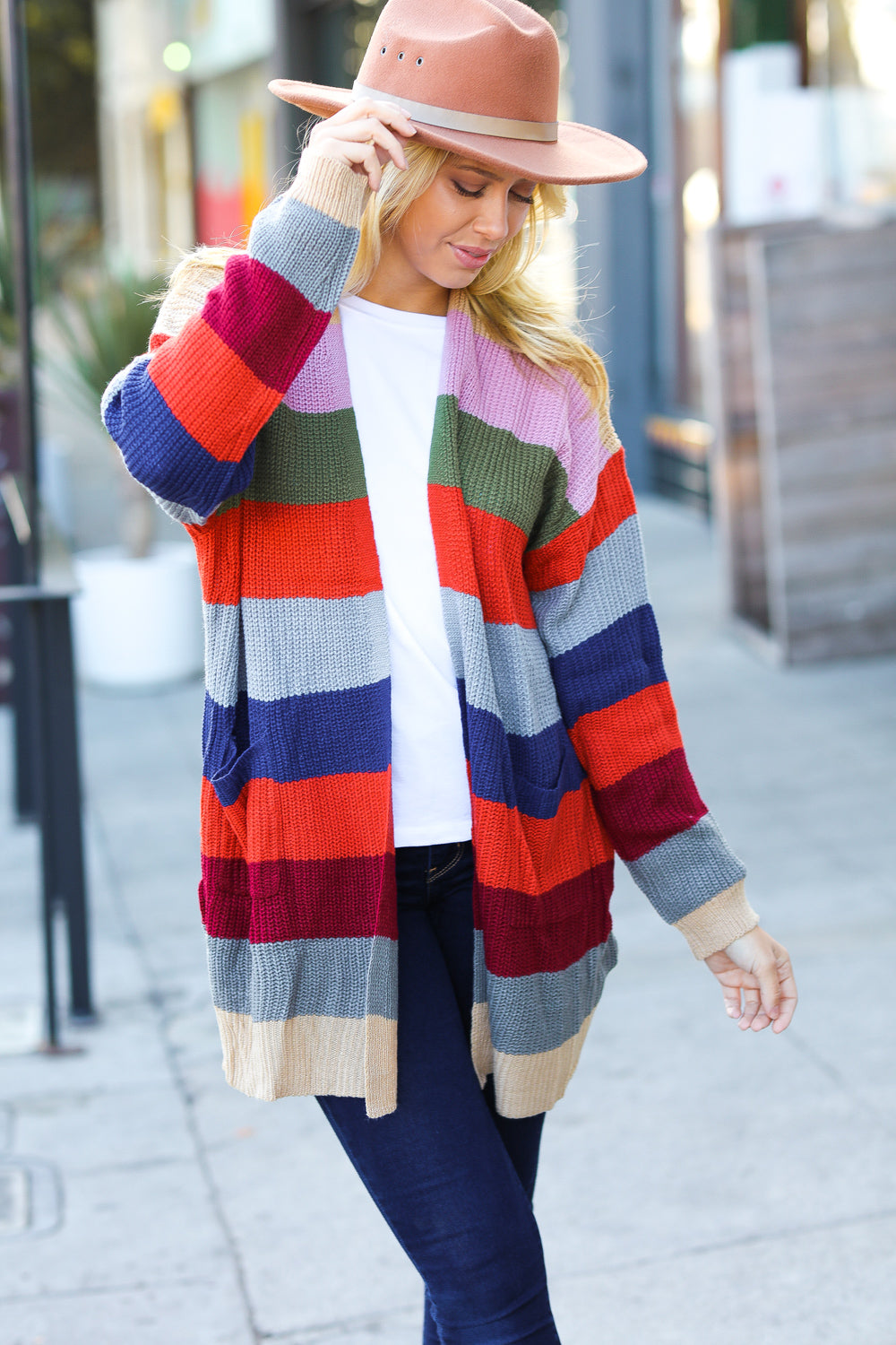 Just A Dream Multicolor Striped Slouchy Open Cardigan