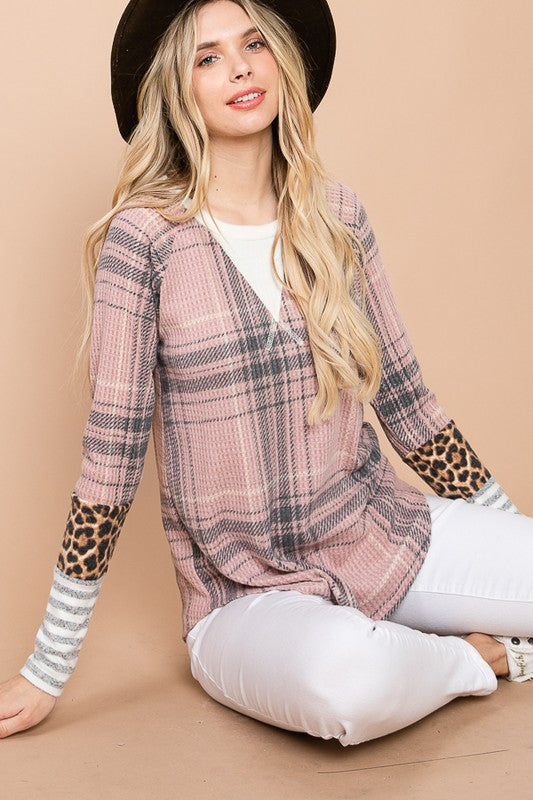 Mauve Thermal Plaid Top