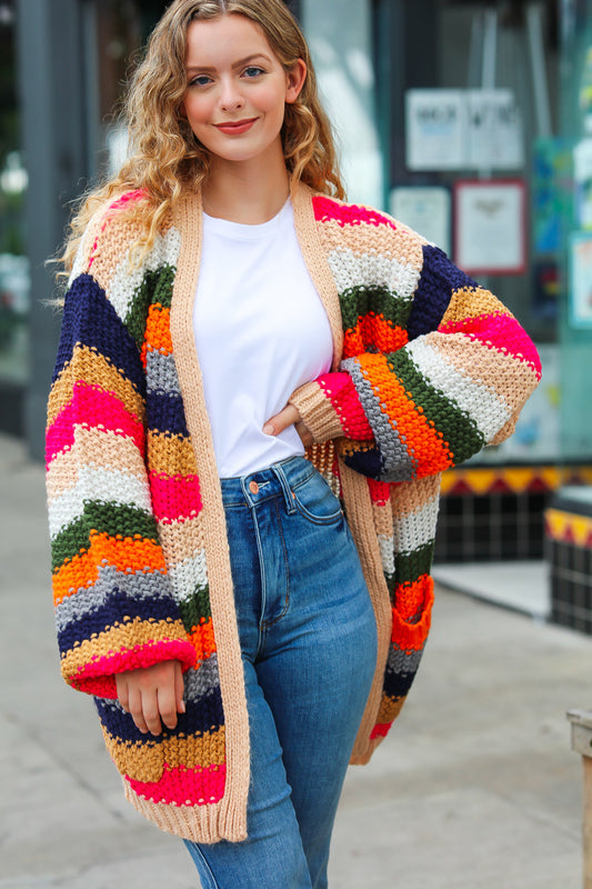 Take All of Me Multicolor Hand Crochet Chunky Oversized Cardigan