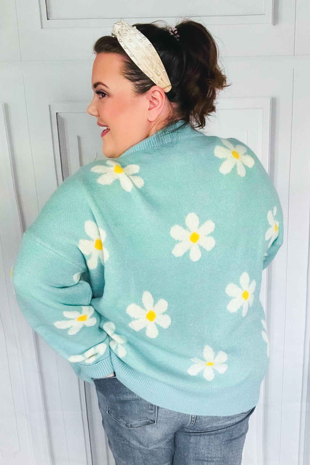 ALL FOR LOVE AND DAISY MINT KNIT CARDIGAN