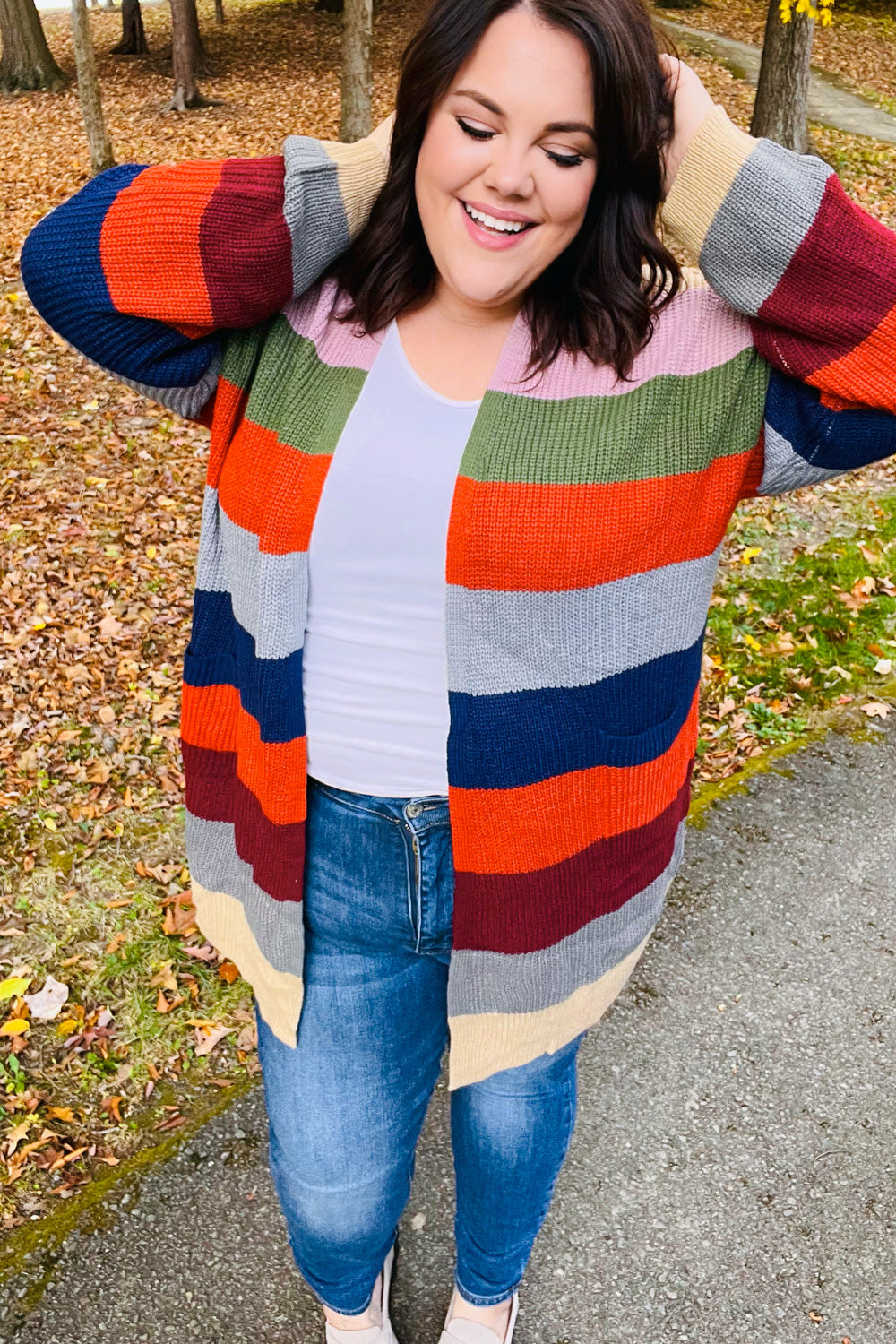 Just A Dream Multicolor Striped Slouchy Open Cardigan