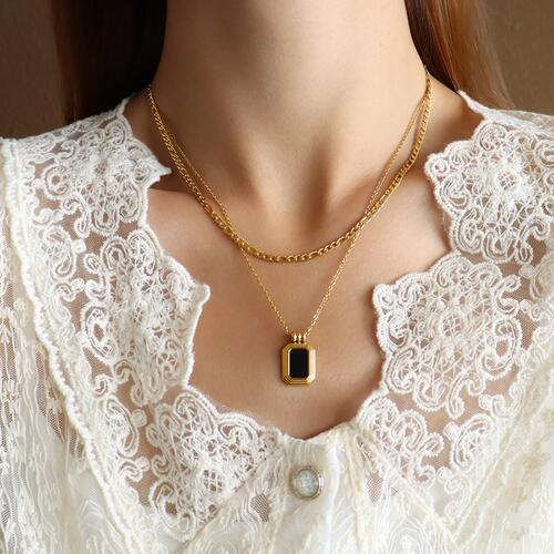 SQUARED UP GOLD PLATED PENDANT NECKLACE