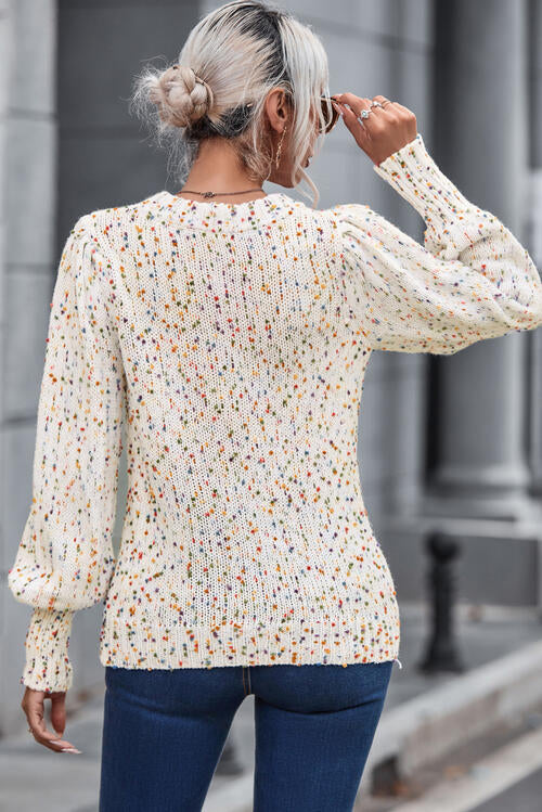 OH HEATHERED LANTERN SLEEVE SWEATER
