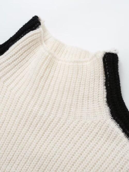 CONTRAST TURTLENECK LONG SLEEVE SWEATER