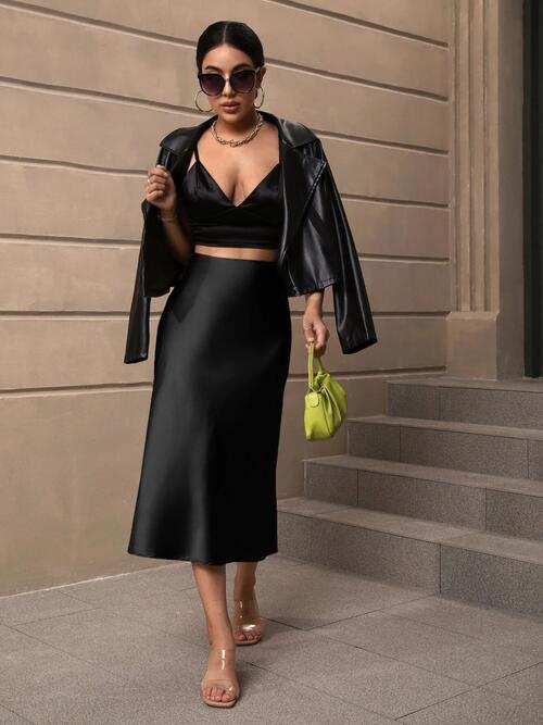 HIGH WAIST MIDI SKIRT