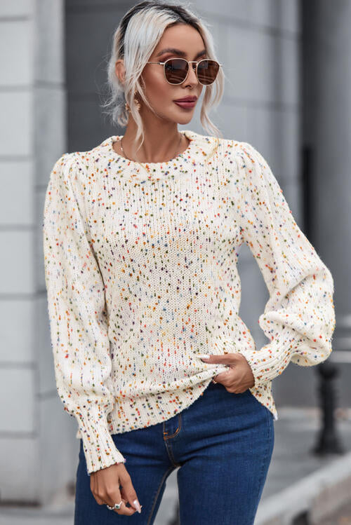 OH HEATHERED LANTERN SLEEVE SWEATER