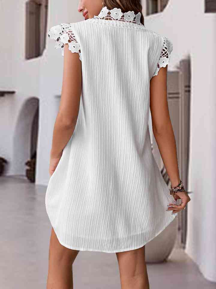 V-NECK CAP SLEEVE DRESS