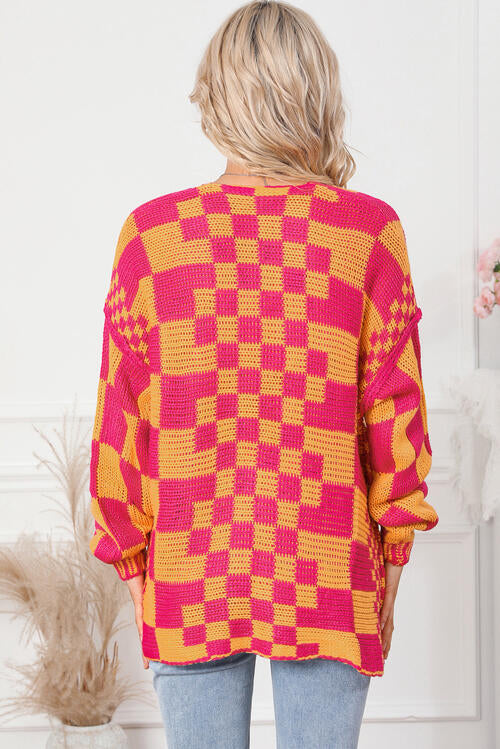 Pink & Yellow Open Front Cardigan