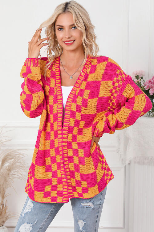 Pink & Yellow Open Front Cardigan