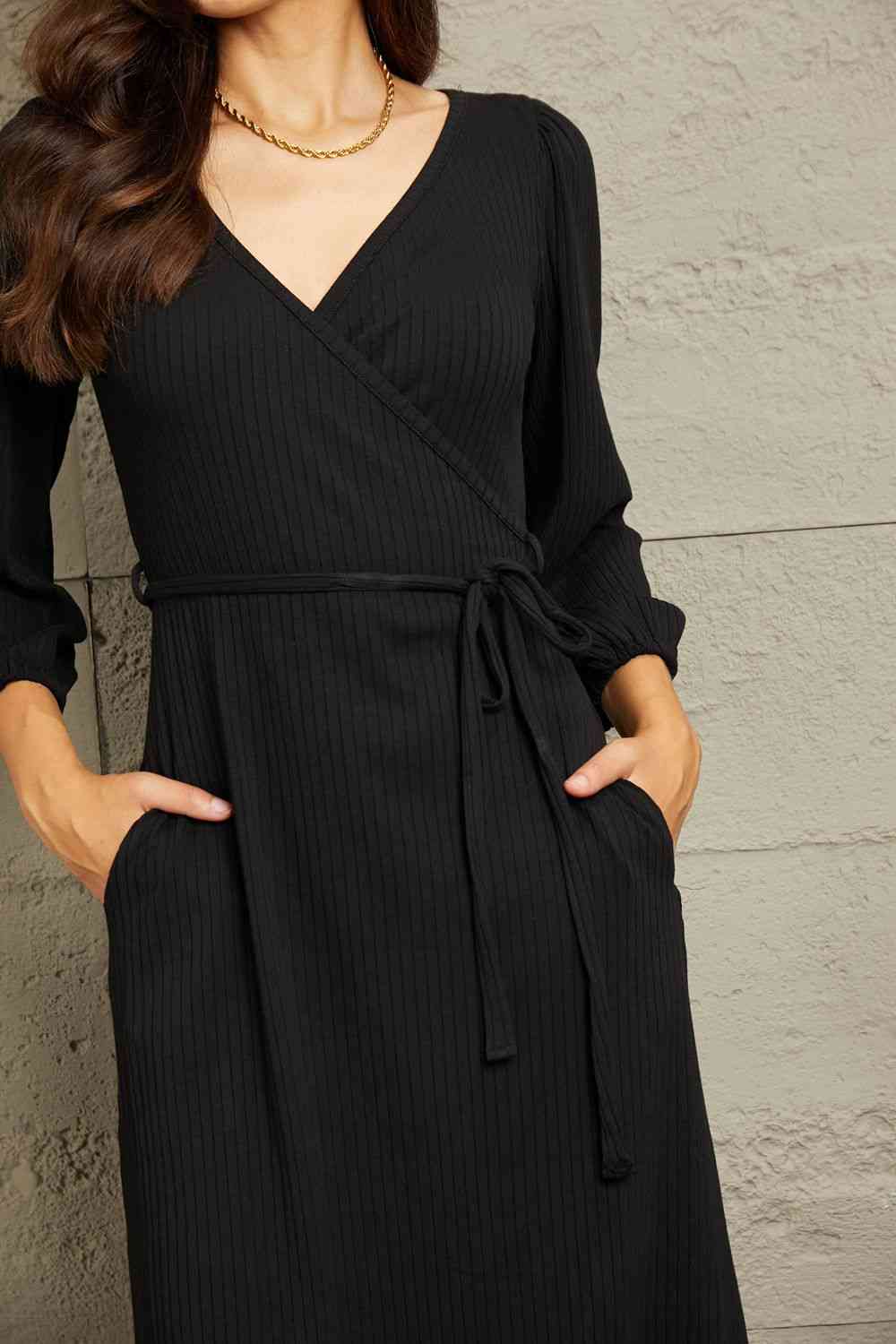 FULL SIZE BLACK FLARE RUCHING DRESS