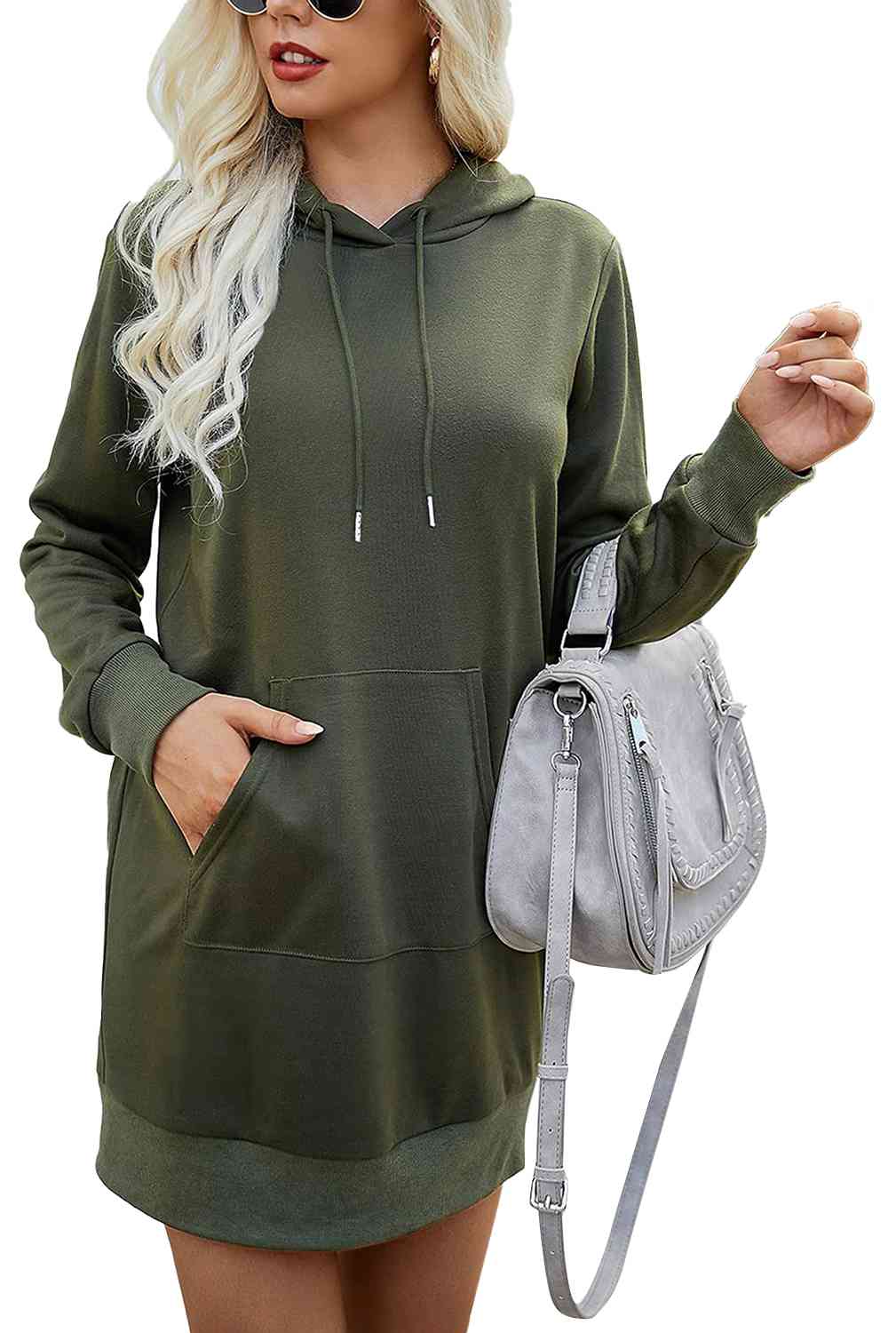 LONG SLEEVE HOODED MINI DRESS